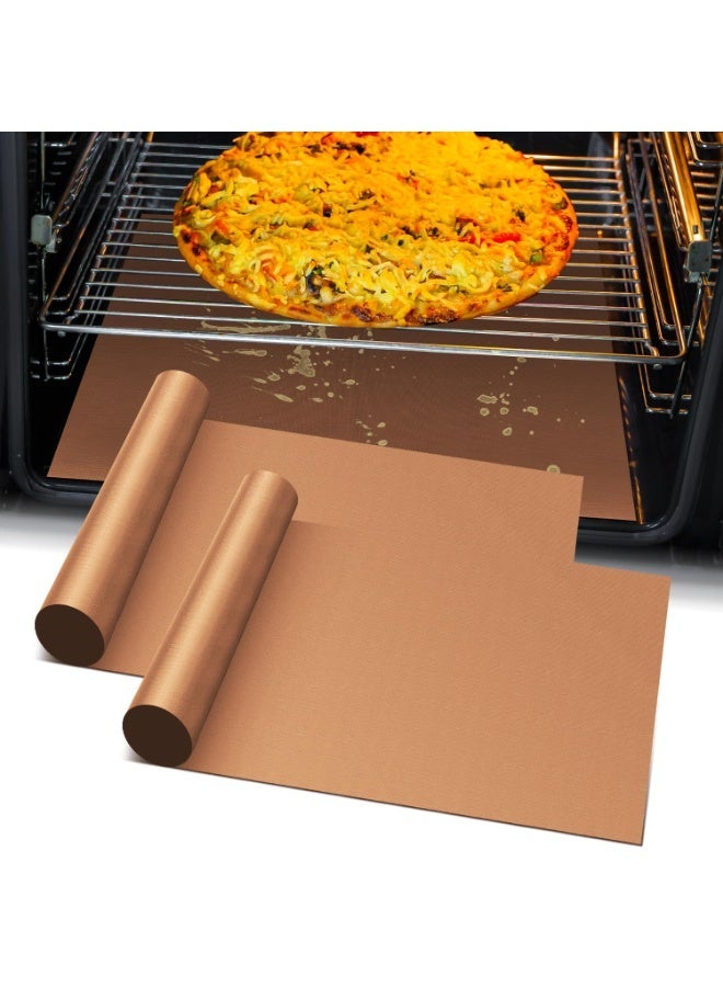 شابية قطعتان من حصائر الخبز والطهي القابلة لإعادة الاستخدام والمقاومة للحرارة، حصيرة خبز وطهي مقاومة للماء، حصيرة خبز الروتي قابلة للغسل، حصيرة فرن، حصيرة شواء (بني 40 * 30 سم) - Image 1